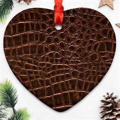 Leather Look & Skins Brown Crocodile Heart Ornament (Two Sides) from ArtsNow.com Front