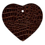 Leather Look & Skins Brown Crocodile Heart Ornament (Two Sides)