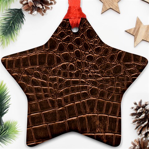 Leather Look & Skins Brown Crocodile Star Ornament (Two Sides) from ArtsNow.com Front