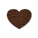 Leather Look & Skins Brown Crocodile Rubber Coaster (Heart)