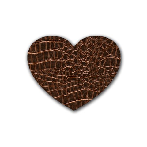 Leather Look & Skins Brown Crocodile Heart Coaster (4 pack) from ArtsNow.com Front