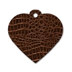 Leather Look & Skins Brown Crocodile Dog Tag Heart (One Side)