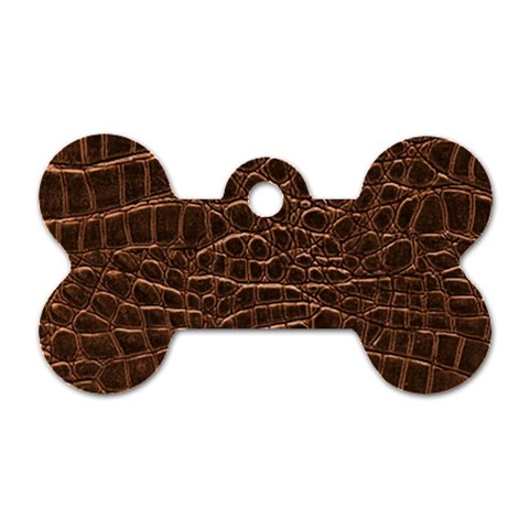 Leather Look & Skins Brown Crocodile Dog Tag Bone (One Side) from ArtsNow.com Front