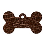 Leather Look & Skins Brown Crocodile Dog Tag Bone (One Side)