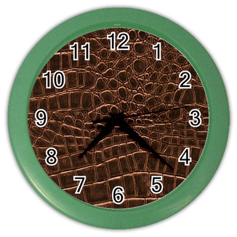 Leather Look & Skins Brown Crocodile Color Wall Clock from ArtsNow.com Front