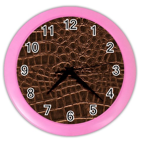 Leather Look & Skins Brown Crocodile Color Wall Clock from ArtsNow.com Front