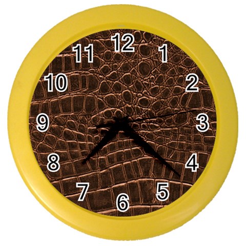 Leather Look & Skins Brown Crocodile Color Wall Clock from ArtsNow.com Front