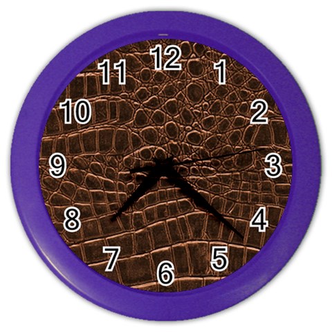 Leather Look & Skins Brown Crocodile Color Wall Clock from ArtsNow.com Front