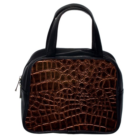 Leather Look & Skins Brown Crocodile Classic Handbag (One Side) from ArtsNow.com Front