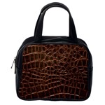 Leather Look & Skins Brown Crocodile Classic Handbag (One Side)