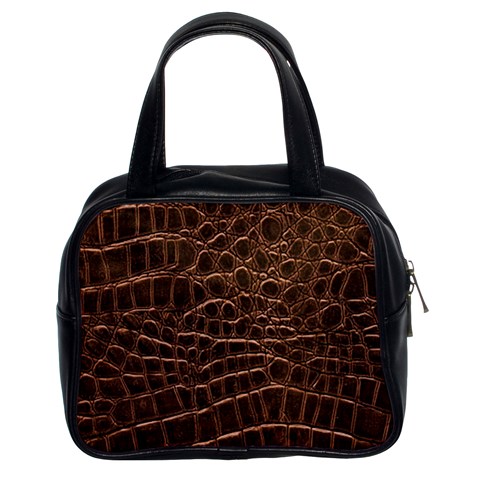 Leather Look & Skins Brown Crocodile Classic Handbag (Two Sides) from ArtsNow.com Front