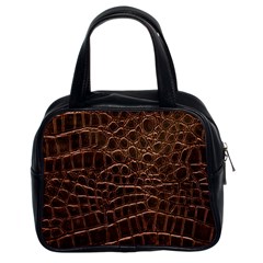 Leather Look & Skins Brown Crocodile Classic Handbag (Two Sides) from ArtsNow.com Front