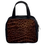 Leather Look & Skins Brown Crocodile Classic Handbag (Two Sides)