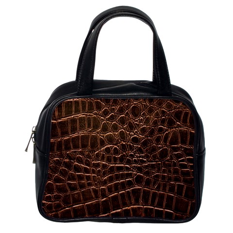 Leather Look & Skins Brown Crocodile Classic Handbag (Two Sides) from ArtsNow.com Back