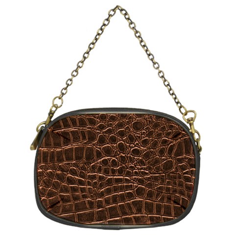 Leather Look & Skins Brown Crocodile Chain Purse (Two Sides) from ArtsNow.com Front