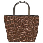 Leather Look & Skins Brown Crocodile Bucket Bag