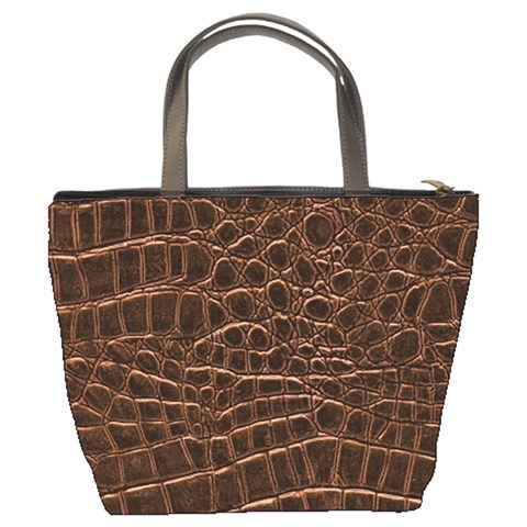 Leather Look & Skins Brown Crocodile Bucket Bag from ArtsNow.com Back