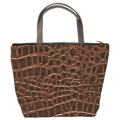 Leather Look & Skins Brown Crocodile Bucket Bag from ArtsNow.com Back