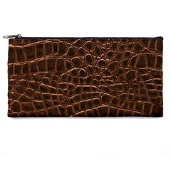 Leather Look & Skins Brown Crocodile Pencil Case from ArtsNow.com Front