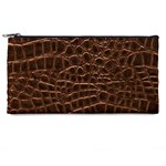 Leather Look & Skins Brown Crocodile Pencil Case