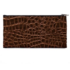 Leather Look & Skins Brown Crocodile Pencil Case from ArtsNow.com Back