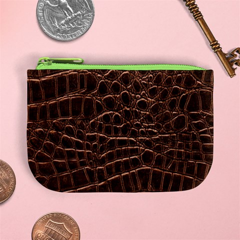 Leather Look & Skins Brown Crocodile Mini Coin Purse from ArtsNow.com Front