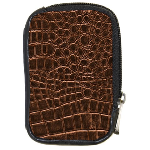 Leather Look & Skins Brown Crocodile Compact Camera Leather Case from ArtsNow.com Front