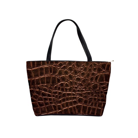 Leather Look & Skins Brown Crocodile Classic Shoulder Handbag from ArtsNow.com Front