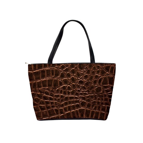 Leather Look & Skins Brown Crocodile Classic Shoulder Handbag from ArtsNow.com Back