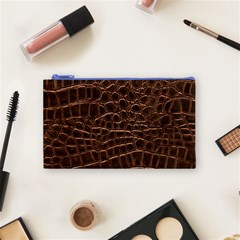 Leather Look & Skins Brown Crocodile Cosmetic Bag (Small) from ArtsNow.com Front