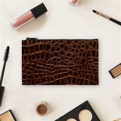 Leather Look & Skins Brown Crocodile Cosmetic Bag (Small) from ArtsNow.com Front