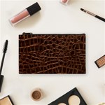 Leather Look & Skins Brown Crocodile Cosmetic Bag (Small)