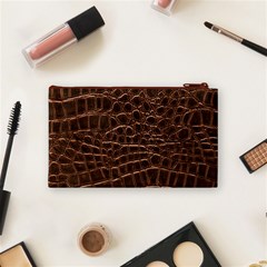 Leather Look & Skins Brown Crocodile Cosmetic Bag (Small) from ArtsNow.com Back