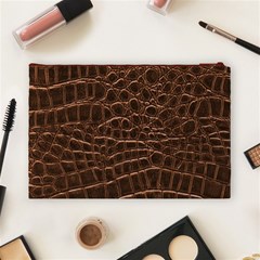 Leather Look & Skins Brown Crocodile Cosmetic Bag (Large) from ArtsNow.com Back