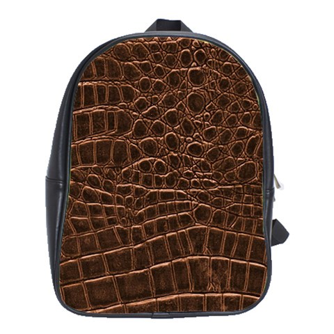 Leather Look & Skins Brown Crocodile School Bag (Large) from ArtsNow.com Front