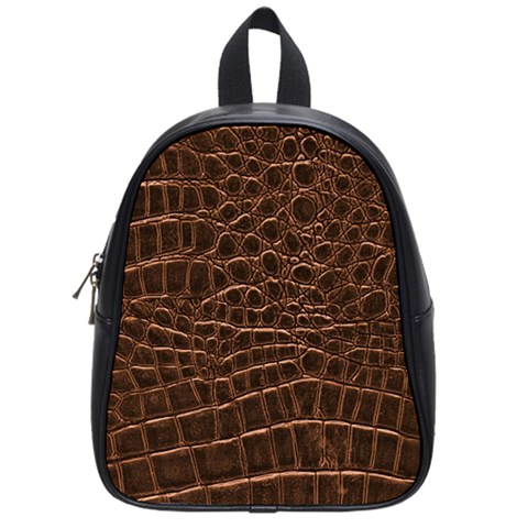 Leather Look & Skins Brown Crocodile School Bag (Small) from ArtsNow.com Front