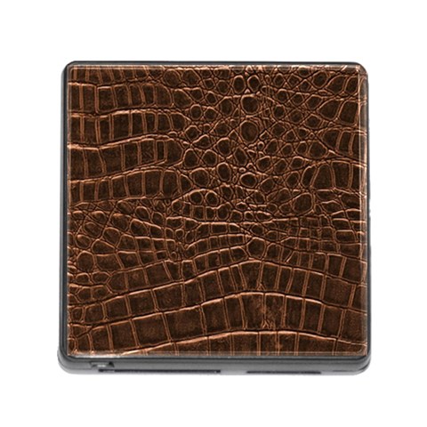 Leather Look & Skins Brown Crocodile Memory Card Reader with Storage (Square) from ArtsNow.com Front