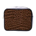 Leather Look & Skins Brown Crocodile Mini Toiletries Bag (One Side)