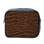 Leather Look & Skins Brown Crocodile Mini Toiletries Bag (Two Sides)