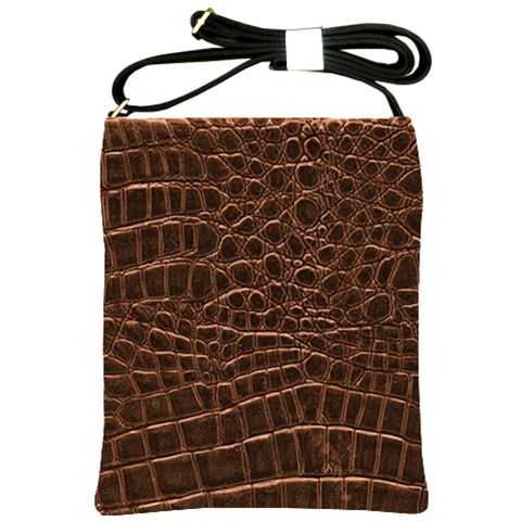 Leather Look & Skins Brown Crocodile Shoulder Sling Bag from ArtsNow.com Front