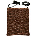 Leather Look & Skins Brown Crocodile Shoulder Sling Bag