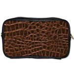 Leather Look & Skins Brown Crocodile Toiletries Bag (One Side)