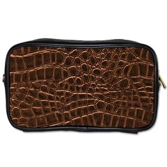 Leather Look & Skins Brown Crocodile Toiletries Bag (Two Sides) from ArtsNow.com Front