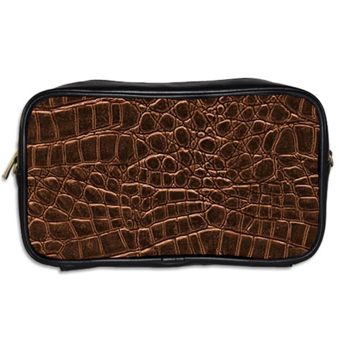 Leather Look & Skins Brown Crocodile Toiletries Bag (Two Sides) from ArtsNow.com Back