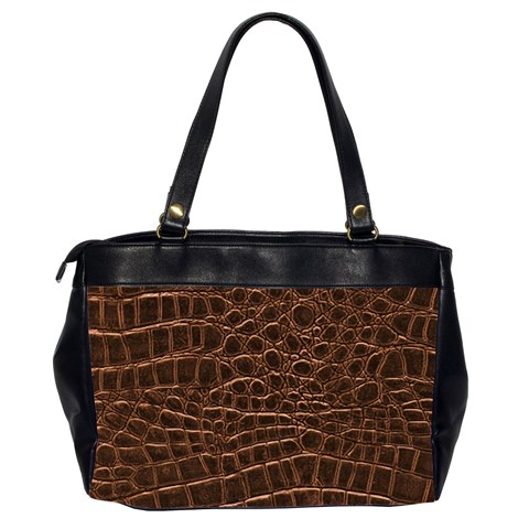 Leather Look & Skins Brown Crocodile Oversize Office Handbag (Two Sides) from ArtsNow.com Back