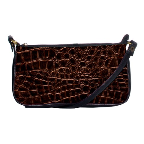 Leather Look & Skins Brown Crocodile Shoulder Clutch Bag from ArtsNow.com Front