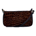 Leather Look & Skins Brown Crocodile Shoulder Clutch Bag