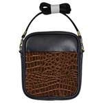 Leather Look & Skins Brown Crocodile Girls Sling Bag