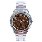 Leather Look & Skins Brown Crocodile Stainless Steel Analogue Men’s Watch